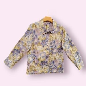 Lavender floral denim jacket, PXL